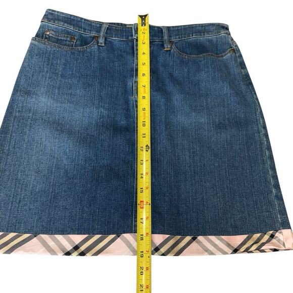 Too She She Skirt Womens Denim Plaid Trim Bow 6 Bohemian Whimsical Feminine - Picture 8 of 8